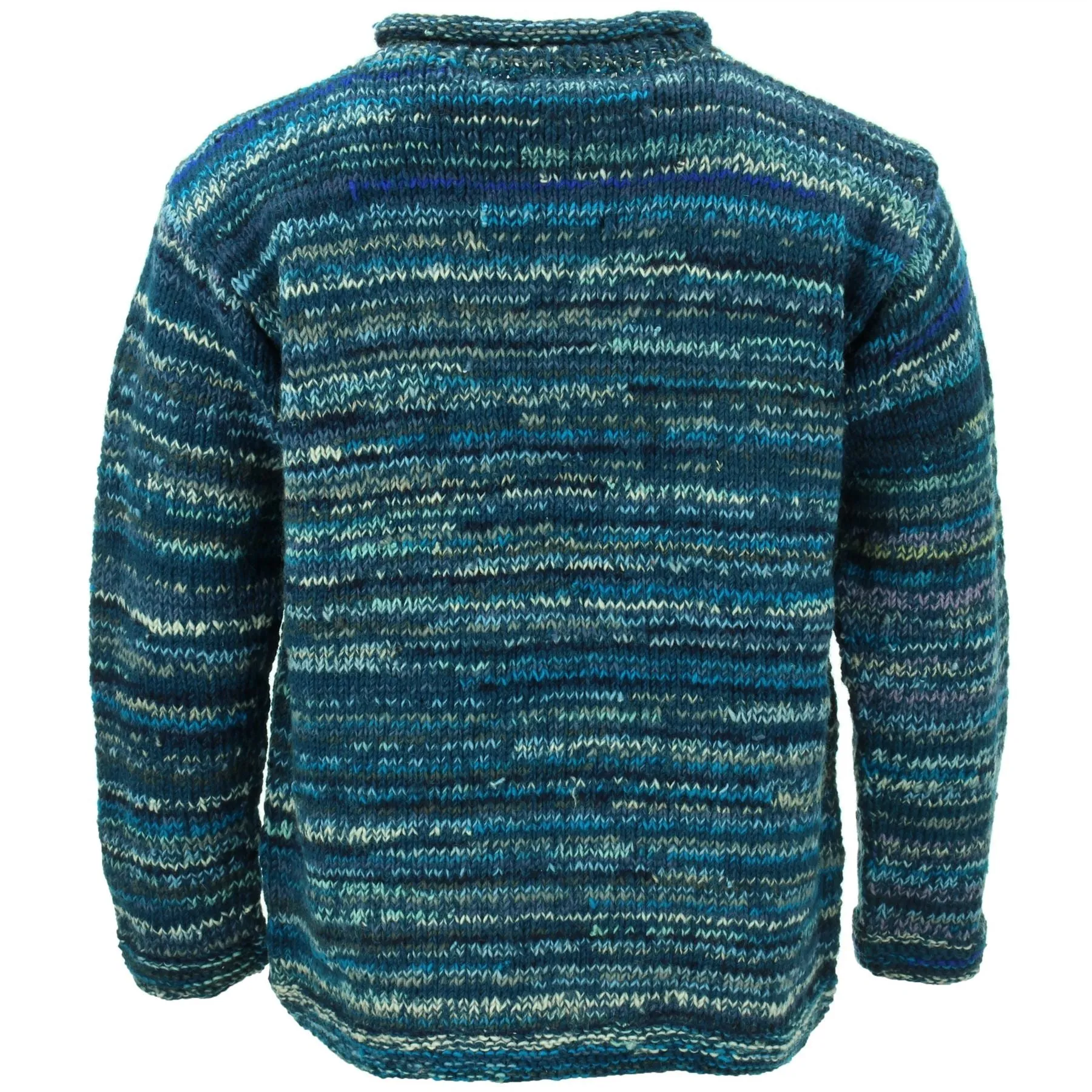 Chunky Wool Space Dye Knit Jumper - Teal