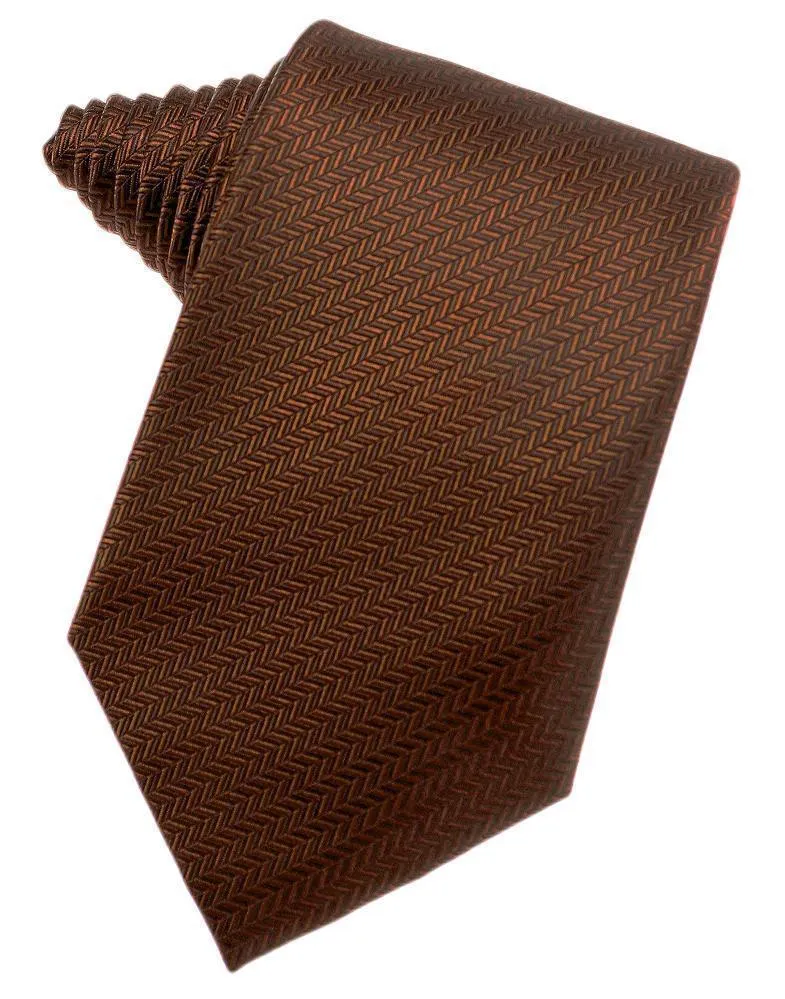 Cinnamon Herringbone Satin Formal Neck Tie