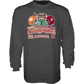 Clemson Tigers 2016 College Football Champions Dueling Helmets Score LS T-Shirt