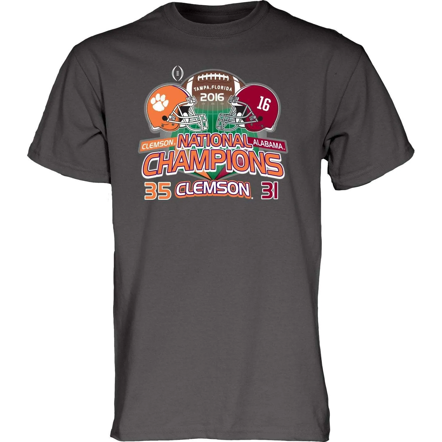 Clemson Tigers 2016 College Football Champions Dueling Helmets Score T-Shirt