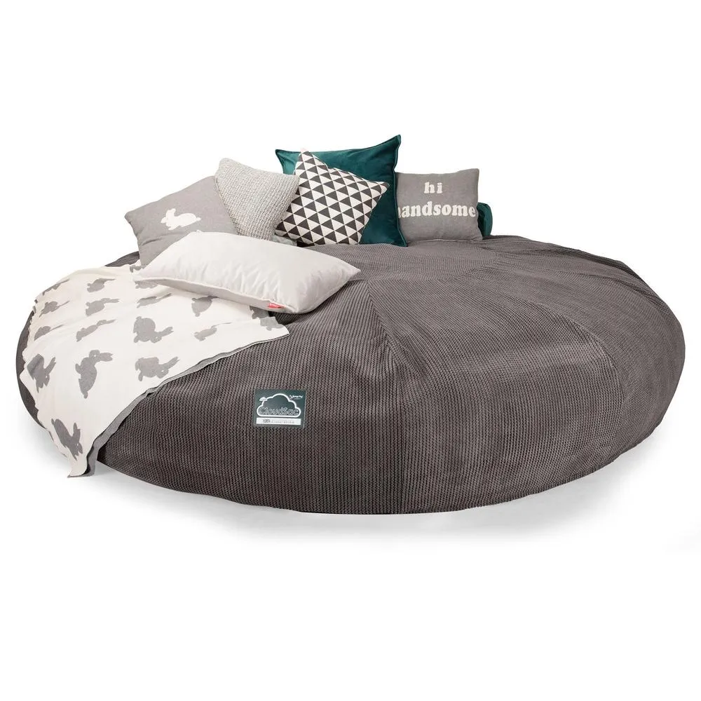 CloudSac 5000 XXXXXL Titanic Memory Foam Beanbag Sofa - Pom Pom Charcoal Grey