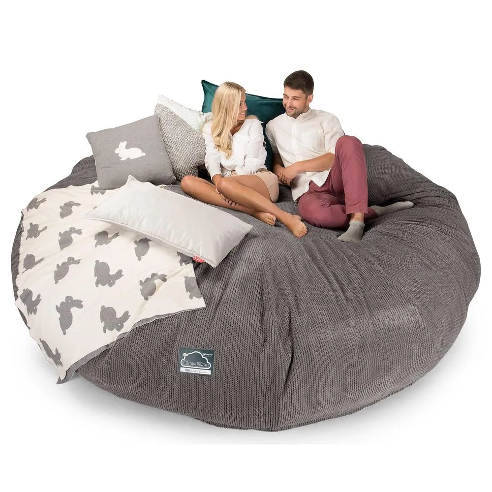 CloudSac 5000 XXXXXL Titanic Memory Foam Beanbag Sofa - Pom Pom Charcoal Grey