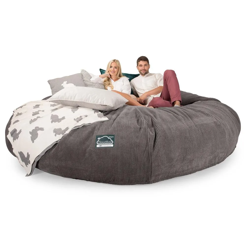 CloudSac 5000 XXXXXL Titanic Memory Foam Beanbag Sofa - Pom Pom Charcoal Grey