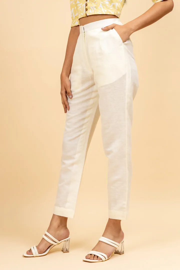 Comfortable Office White Women's Pant