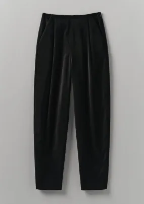 Cotton Velvet Pleat Front Pants | Brown Slate