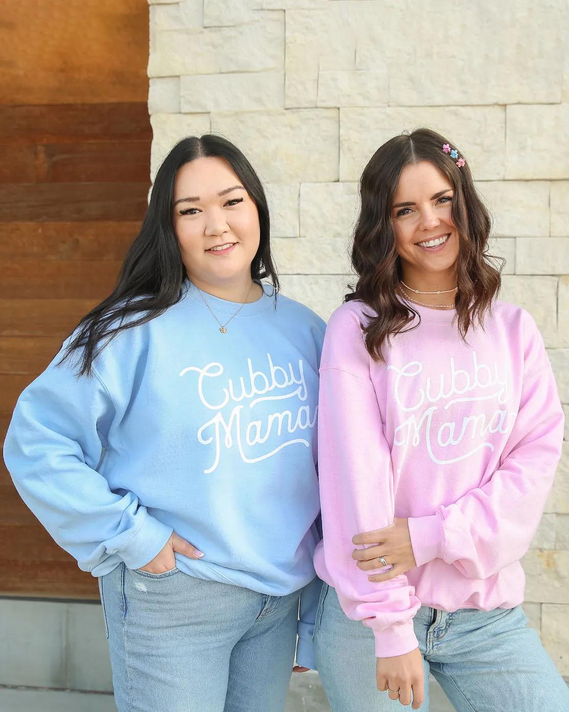 Crewneck Sweatshirt - Cubby Mama - Light Pink