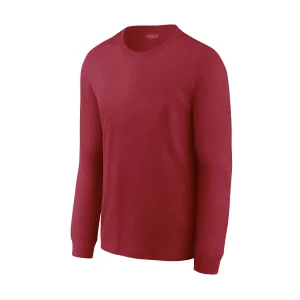 Crimson Red Sueded Crew Neck Long Sleeve T-Shirt