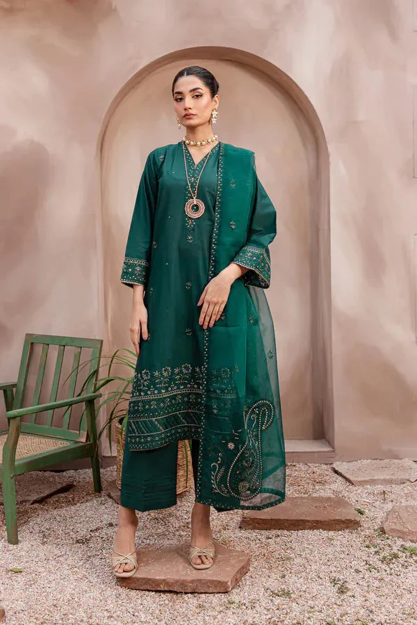 DARK PINE 3PC - EMBROIDERED LAWN DRESS