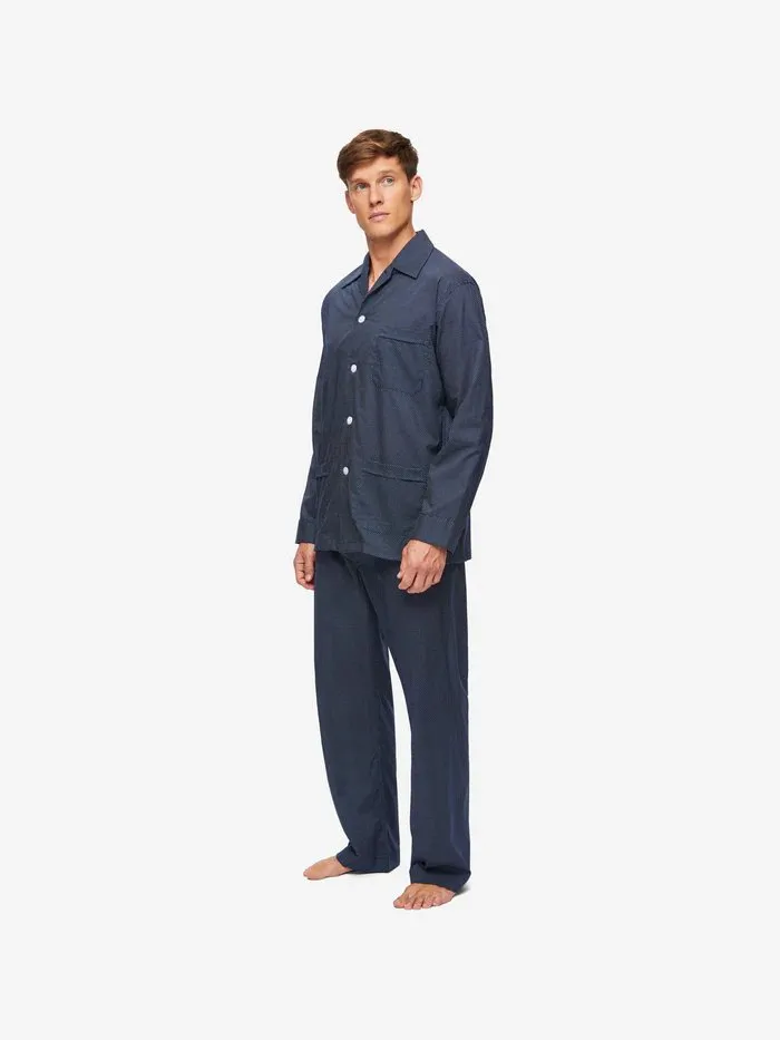 DEREK ROSE Plaza 21 Cotton Batiste Pyjamas NAVY