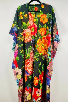 Dolma Hanako Floral Embroidered Wool Duster Kimono