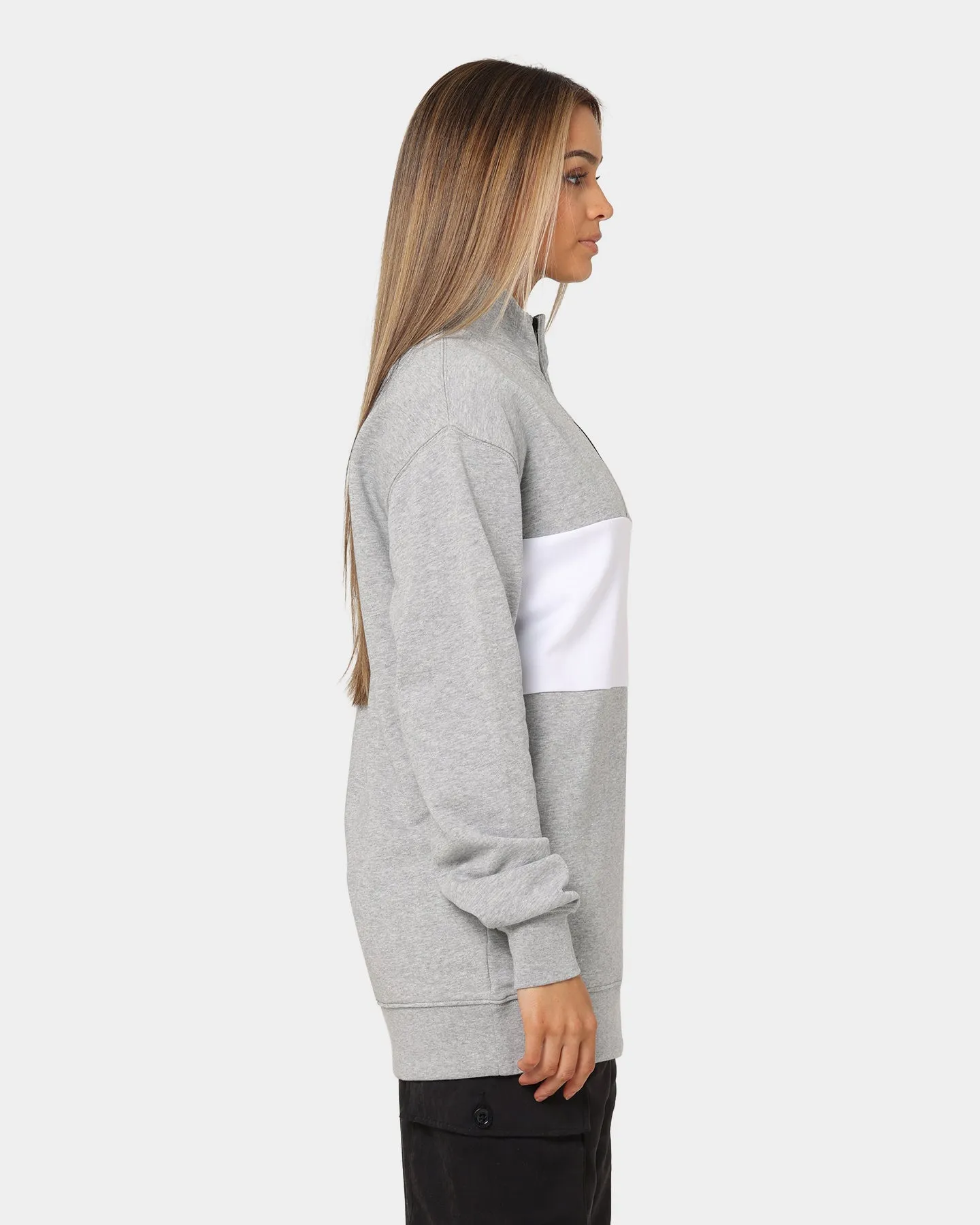 DOPE Panel Zip Crewneck Grey Marle/White