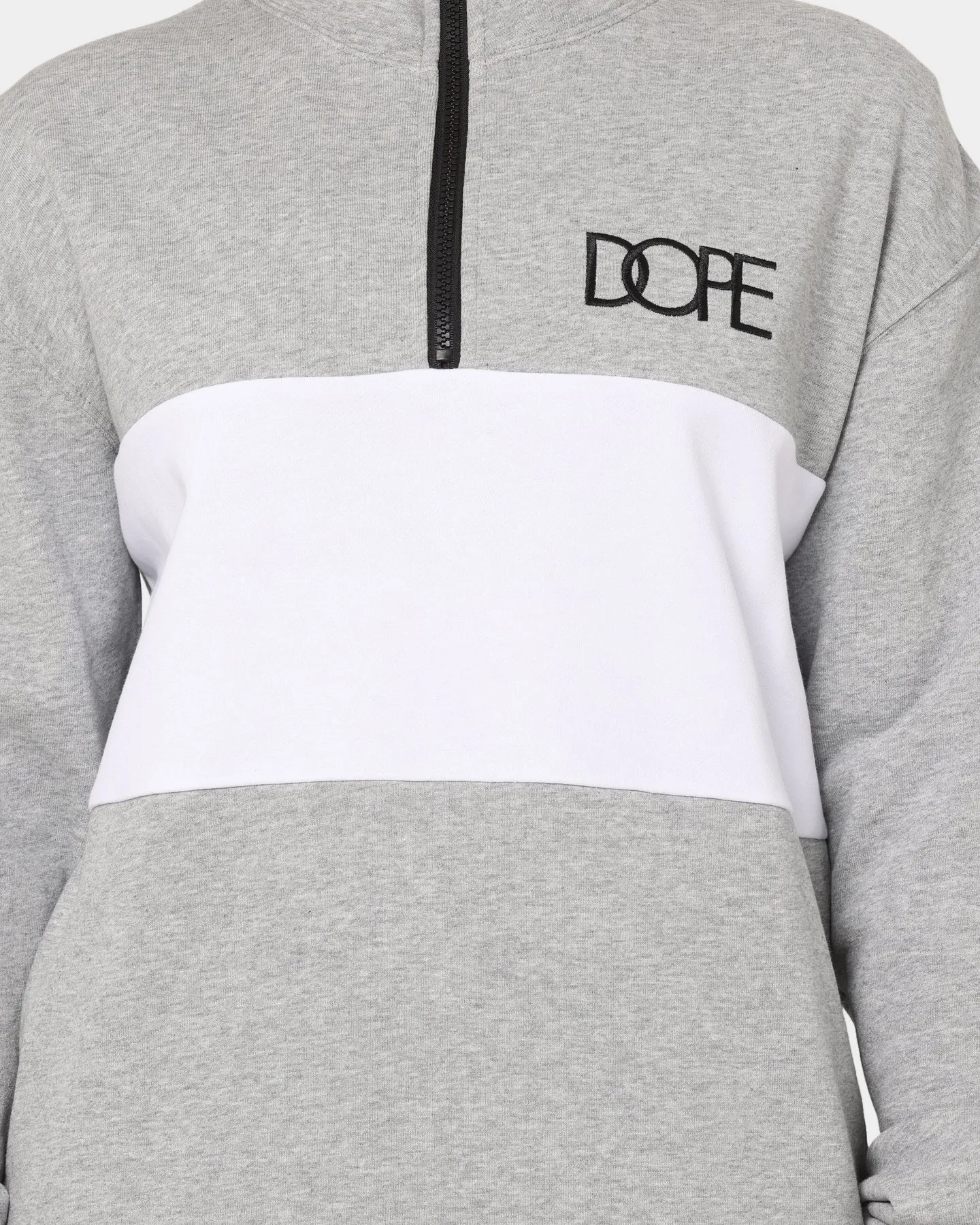 DOPE Panel Zip Crewneck Grey Marle/White