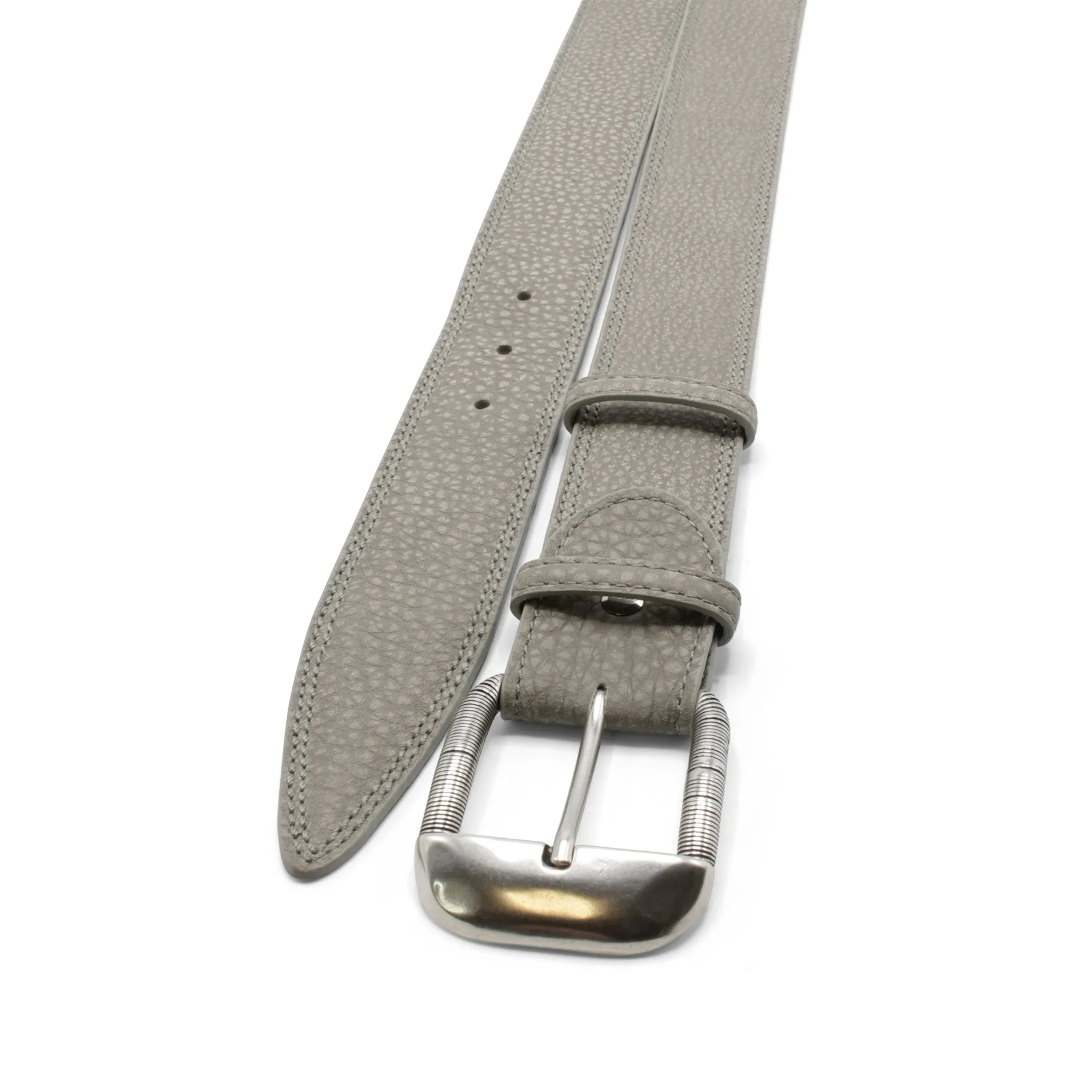 Elephant Grey Mottled Nubuck Wire Prong Belt