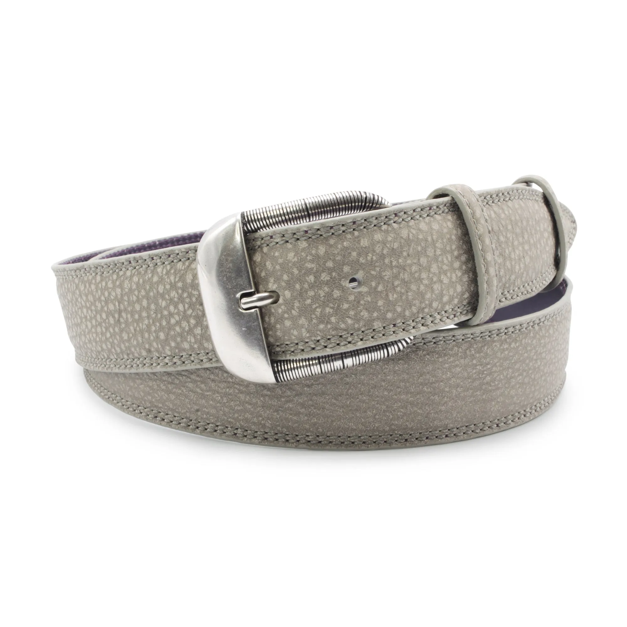 Elephant Grey Mottled Nubuck Wire Prong Belt