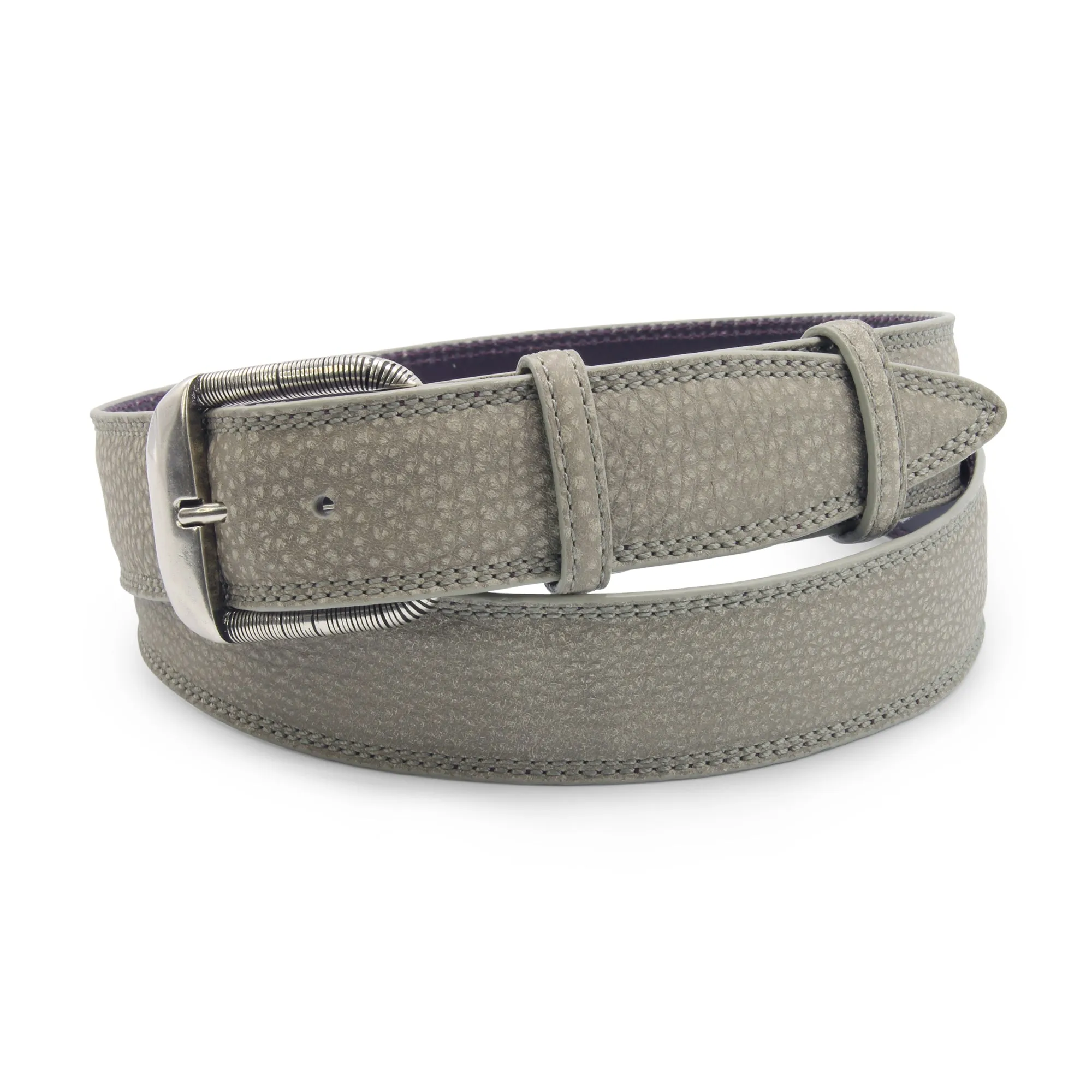 Elephant Grey Mottled Nubuck Wire Prong Belt