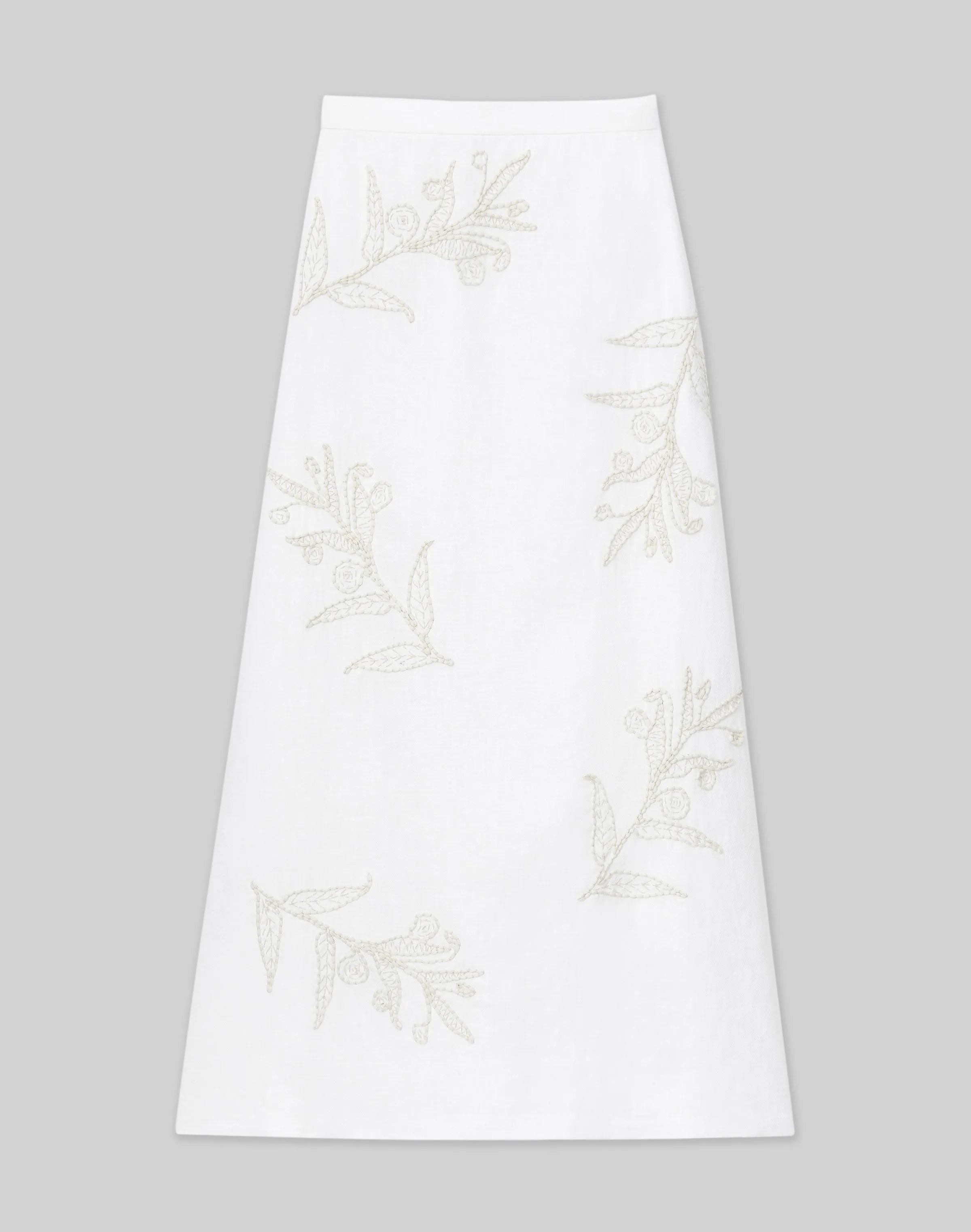 Embroidered Flora Linen Skirt