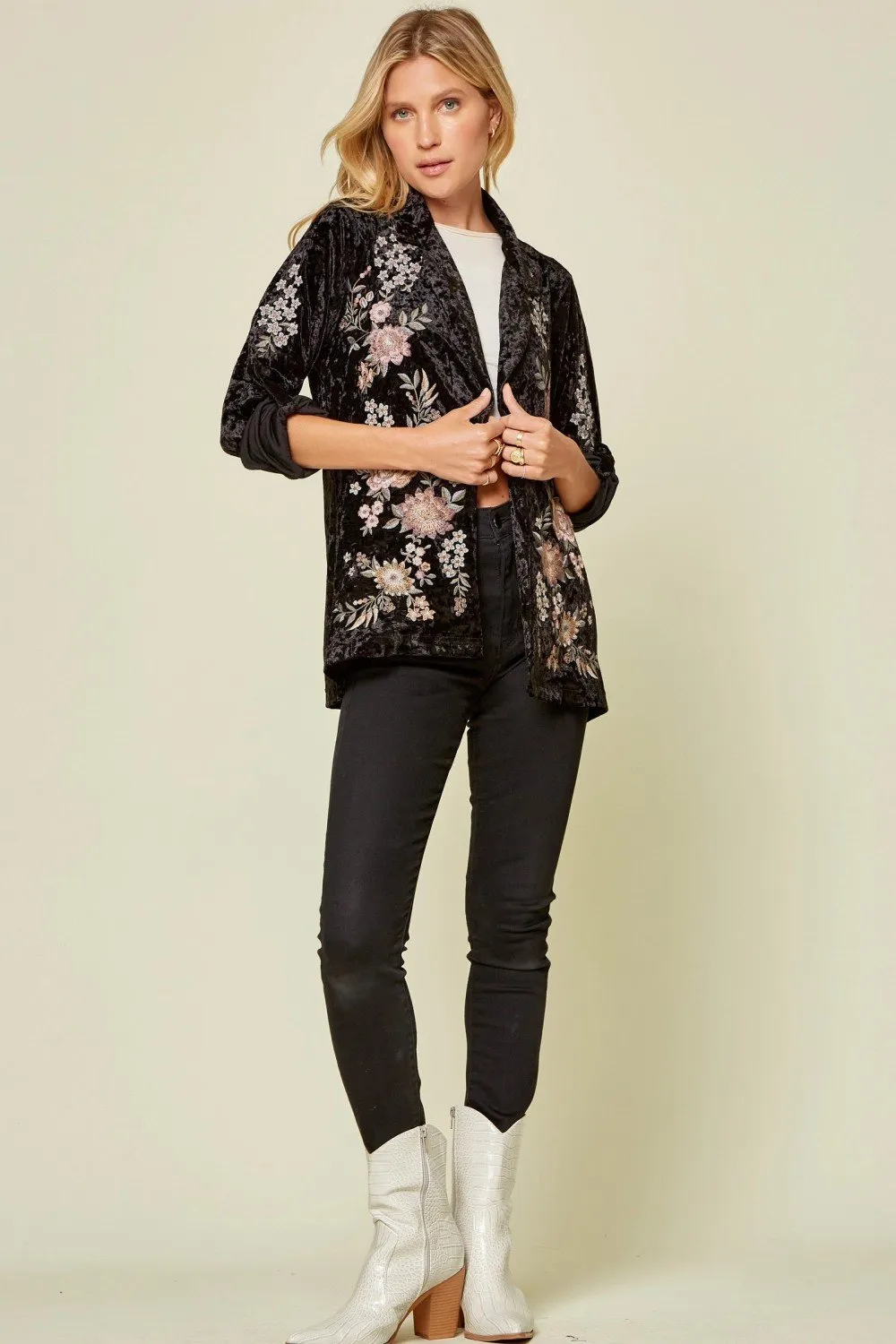 Embroidered Velvet Blazer