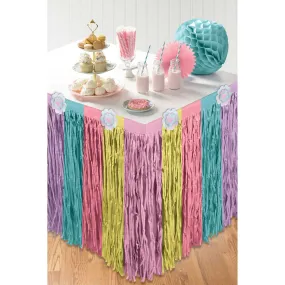 Enchanted Unicorn Iridescent Flowers Striped Table Skirt Each