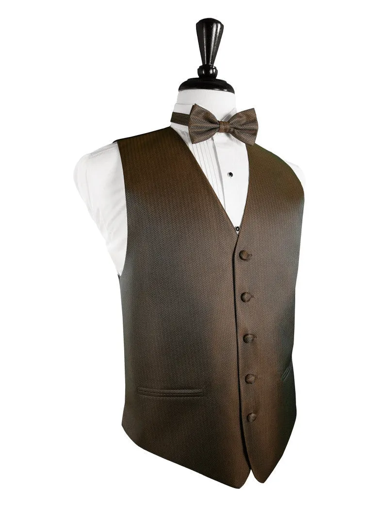 Espresso Herringbone Tuxedo Vest and Tie Set