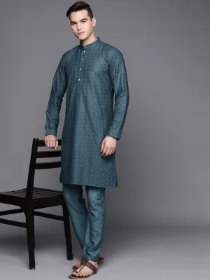 Ethnic Motifs Embroidered Chikankari Kurta with Trousers