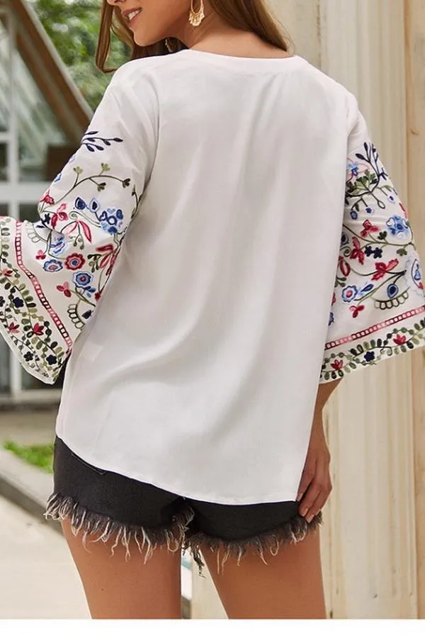 Ethnic Three Quarter Length Sleeve T-shirt