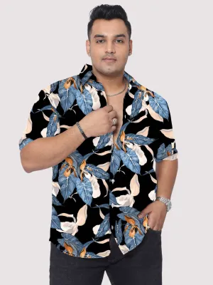 Exotic Floral Digital Printed Half Sleeve Shirt Men's Plus Size