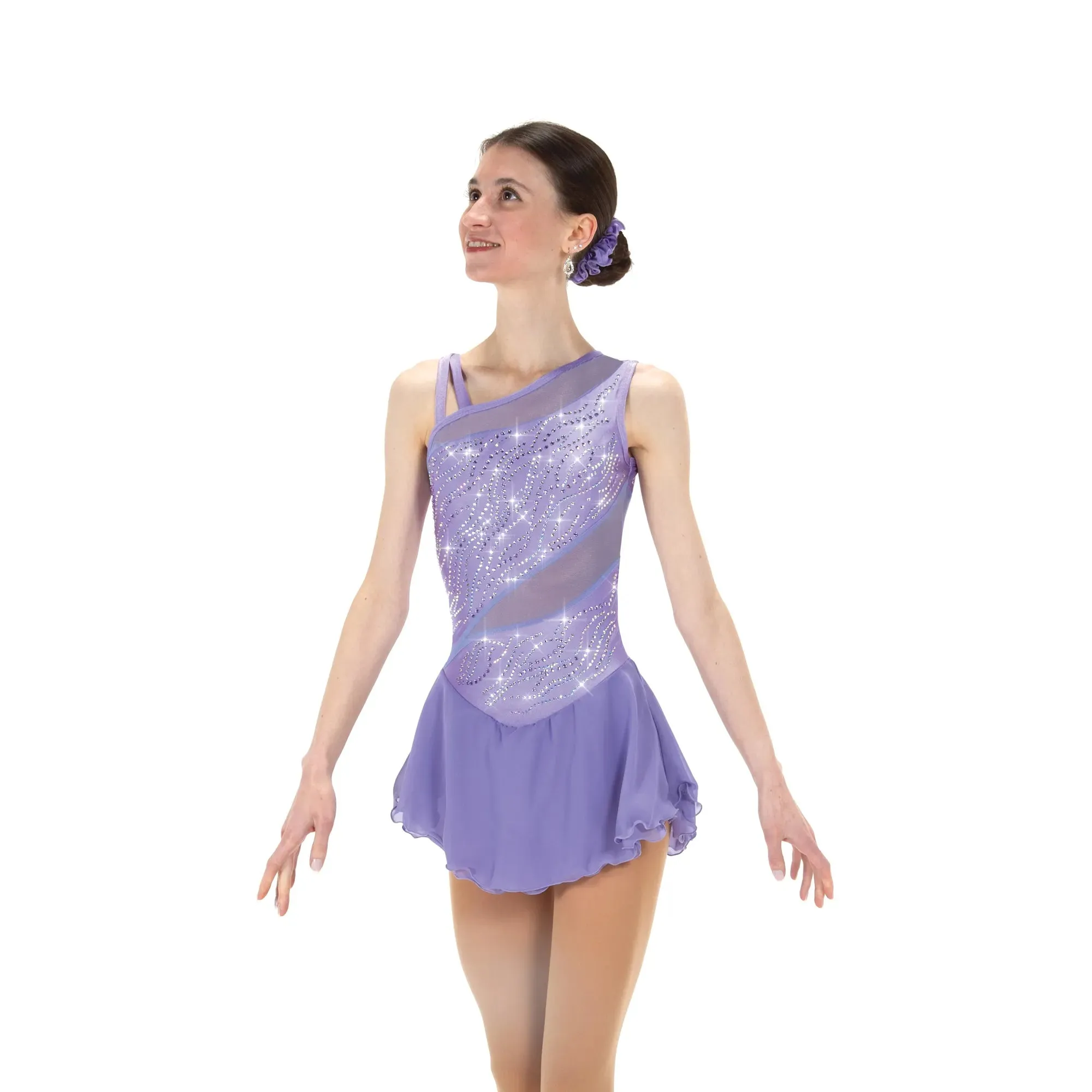 F24004S Competition Figure Skating Mesh Insert Dress CRYSTALS