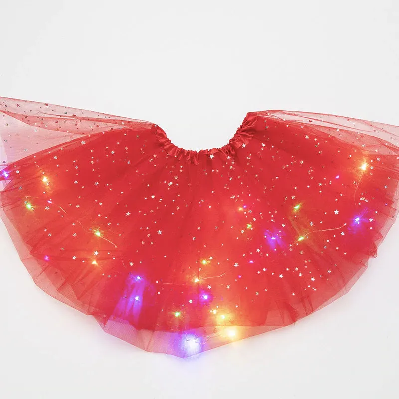 FancyDressWale Unicorn Red Tutu LED Skirt and Top Birthday Dress for Girls-B1