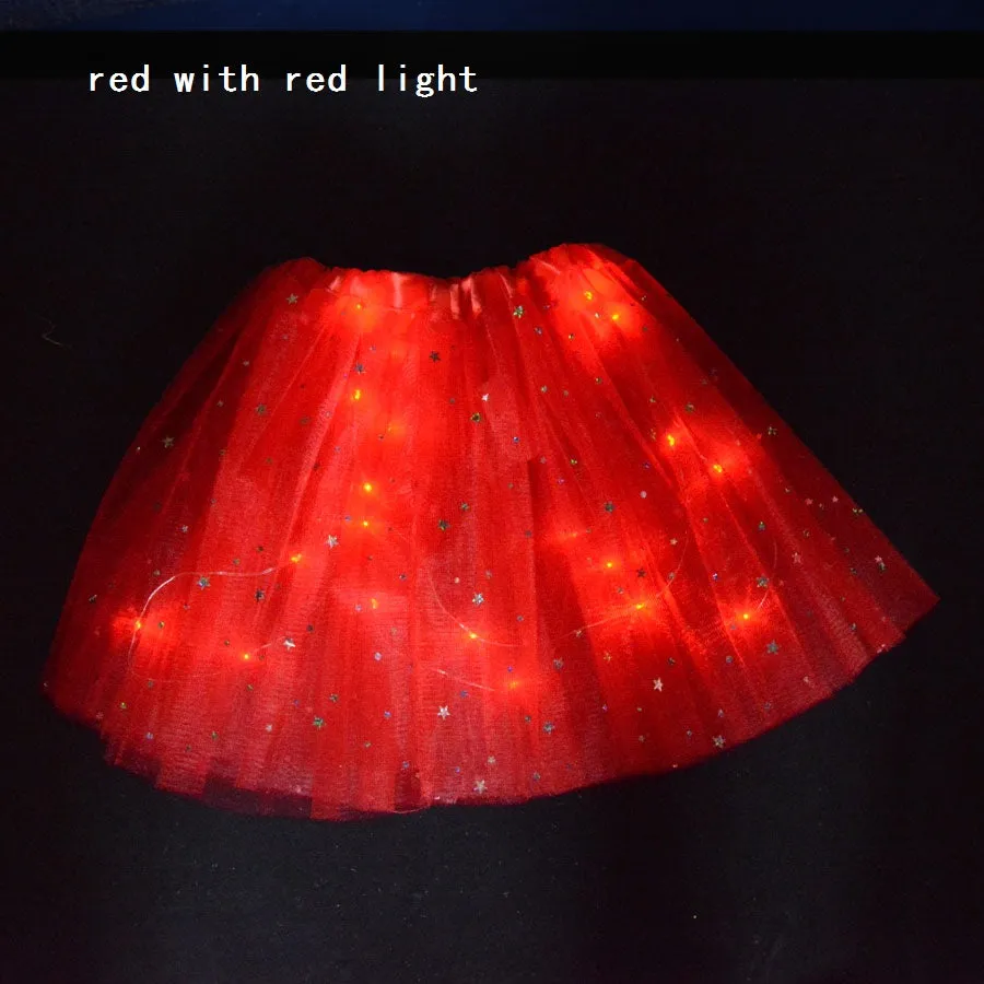 FancyDressWale Unicorn Red Tutu LED Skirt and Top Birthday Dress for Girls-B1