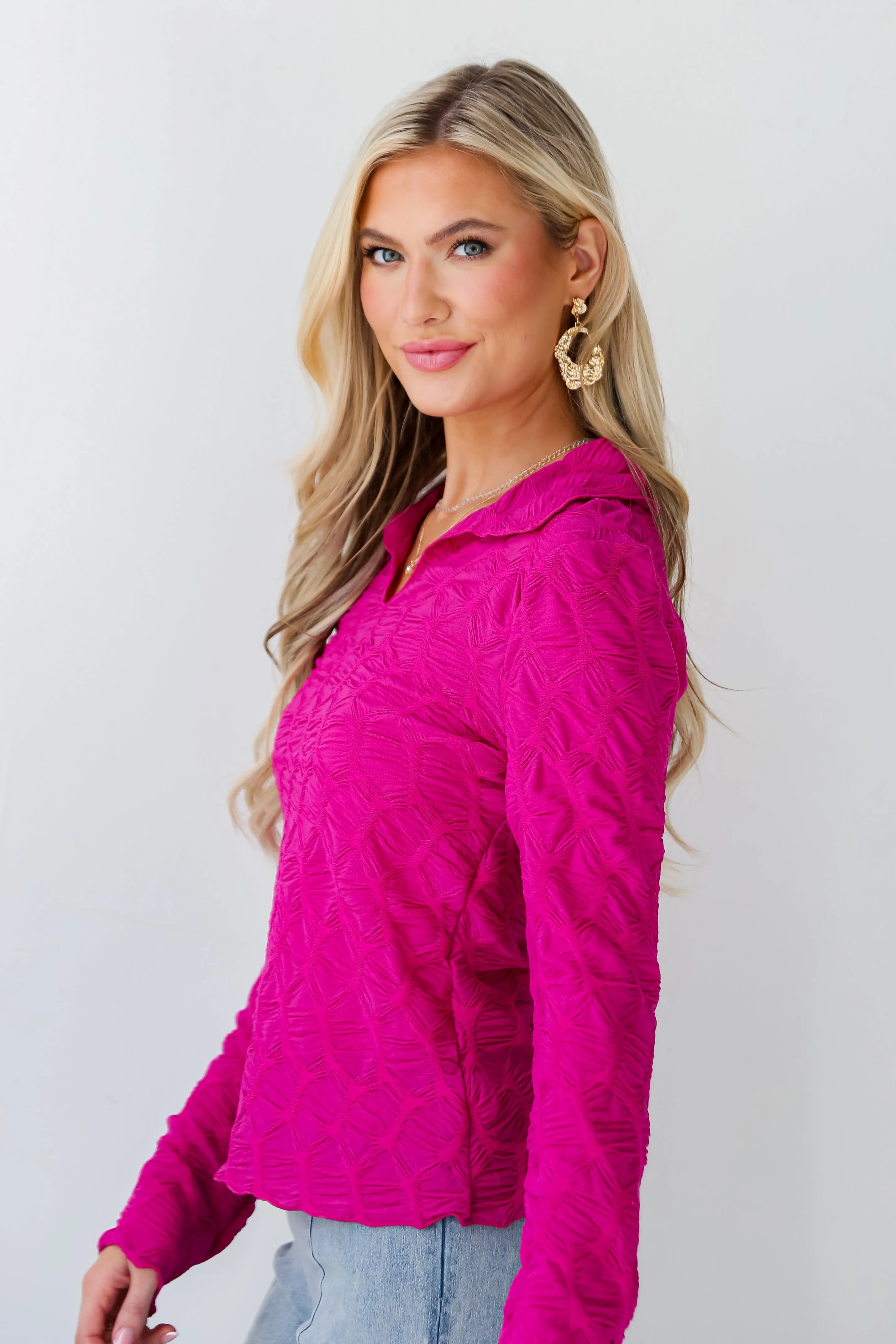 FINAL SALE - Passionate Glow Magenta Textured Top