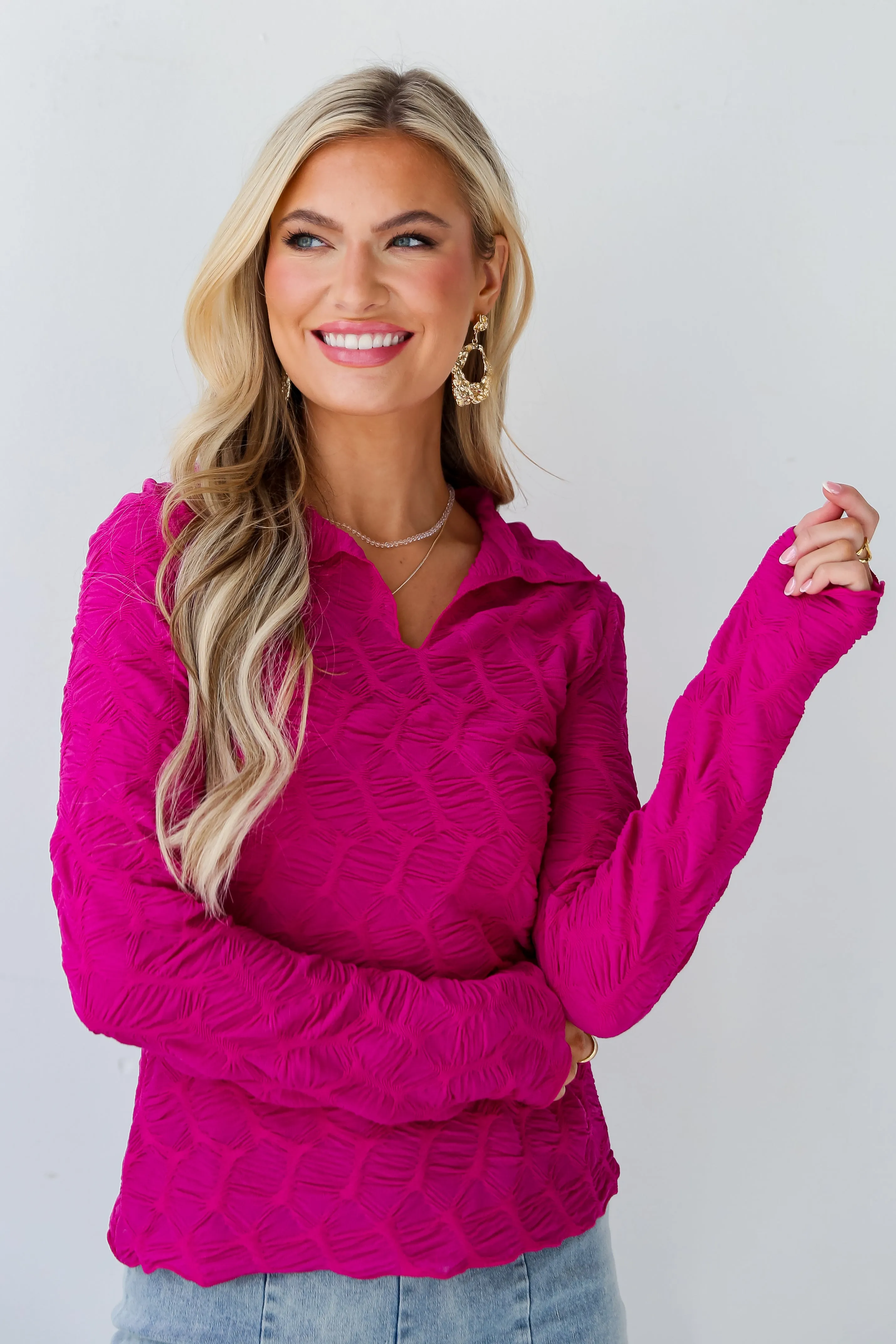 FINAL SALE - Passionate Glow Magenta Textured Top