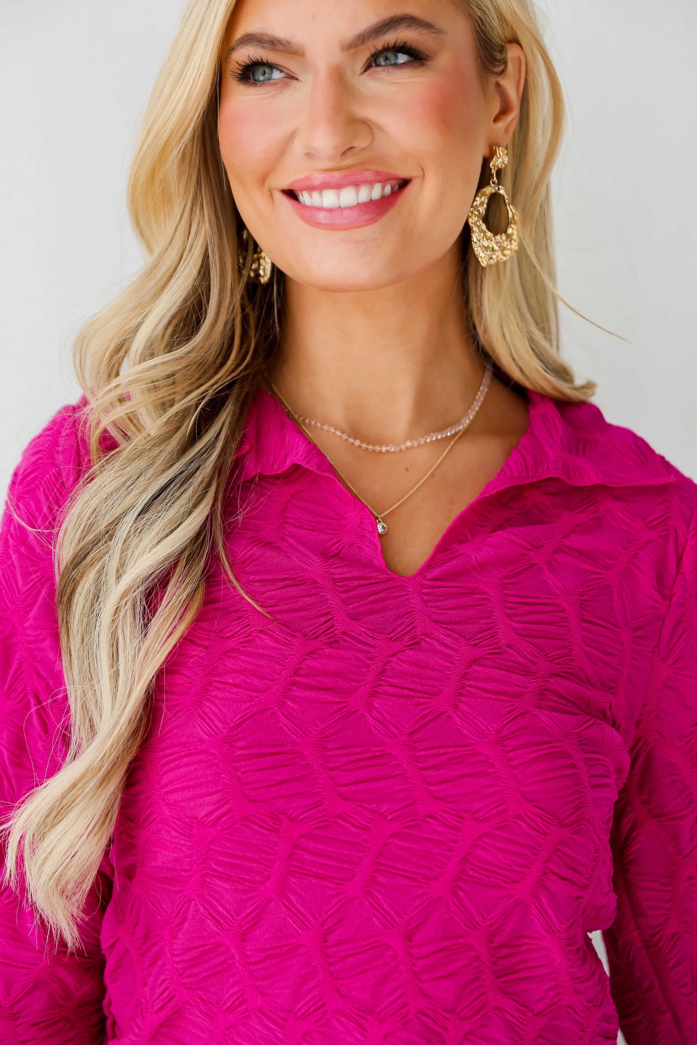 FINAL SALE - Passionate Glow Magenta Textured Top