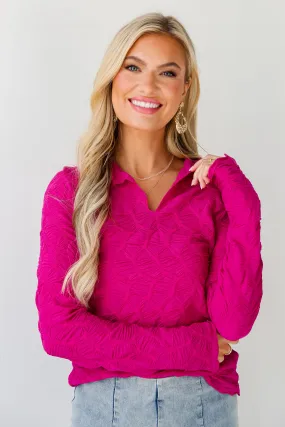 FINAL SALE - Passionate Glow Magenta Textured Top