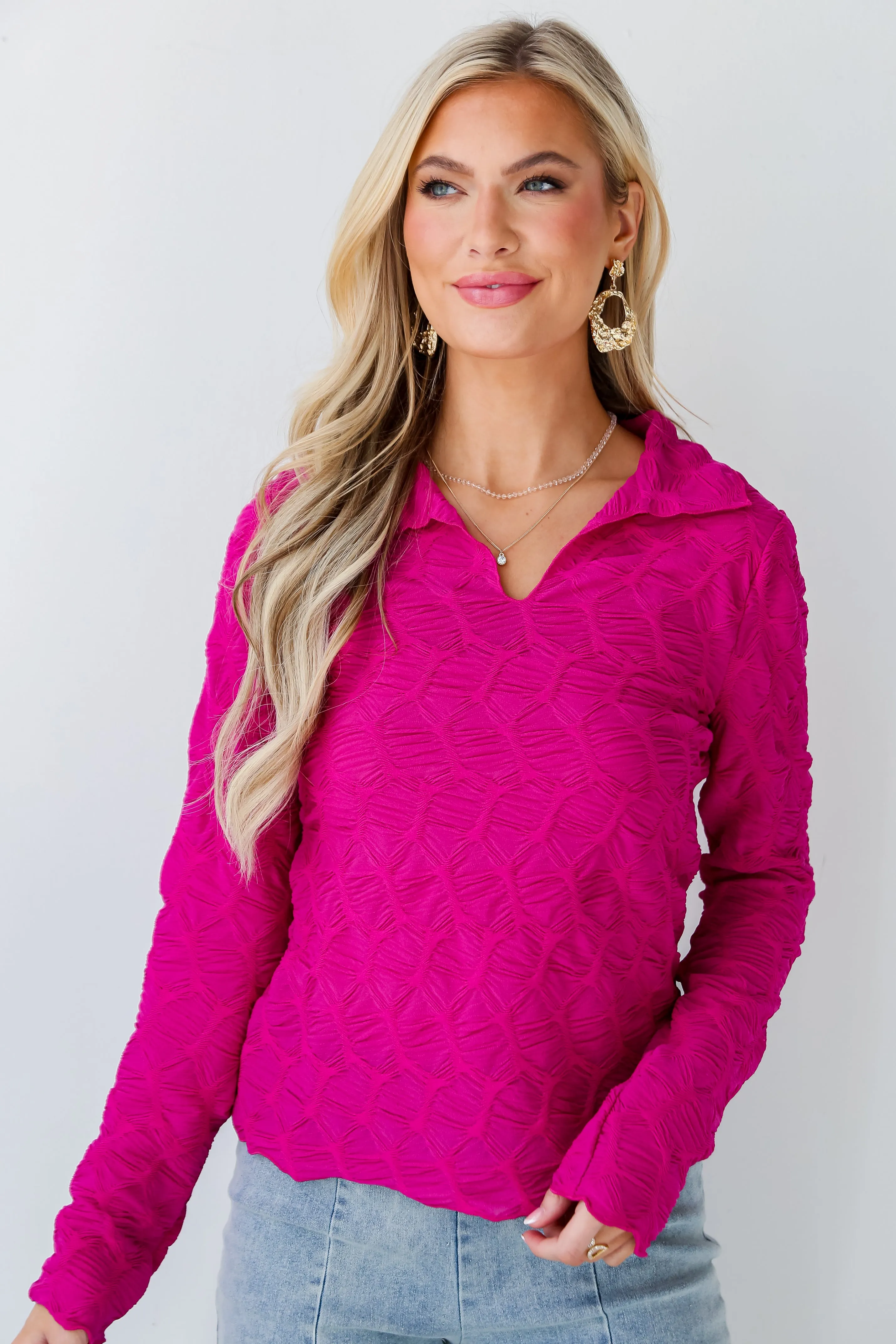 FINAL SALE - Passionate Glow Magenta Textured Top