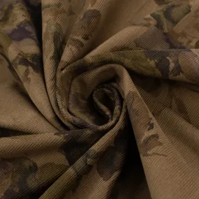 Fine Wale Printed Corduroy Floral On Brown