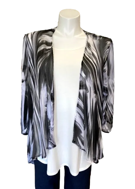 Fly Like a Butterfly Chiffon Kimono Jacket in Black Masquerade