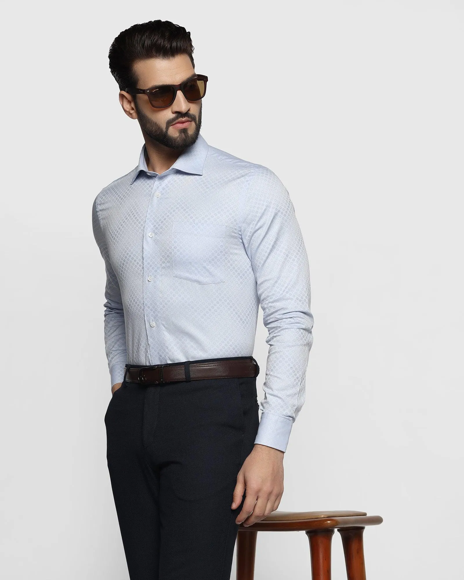 Formal Blue Printed Shirt - Jaxon