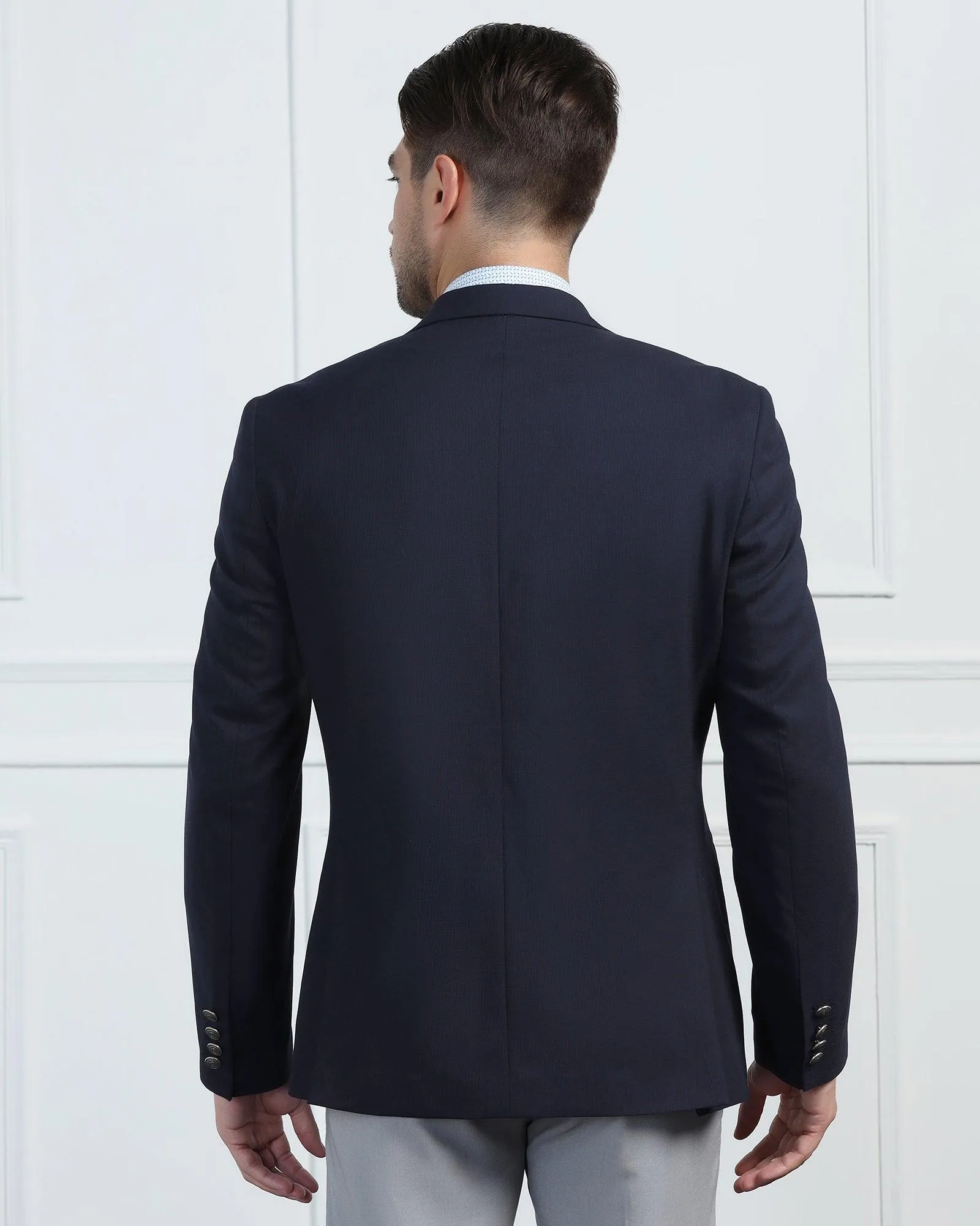 Formal Navy Textured Blazer - Pajero