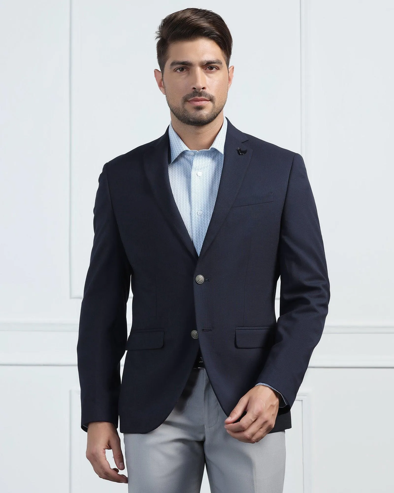 Formal Navy Textured Blazer - Pajero