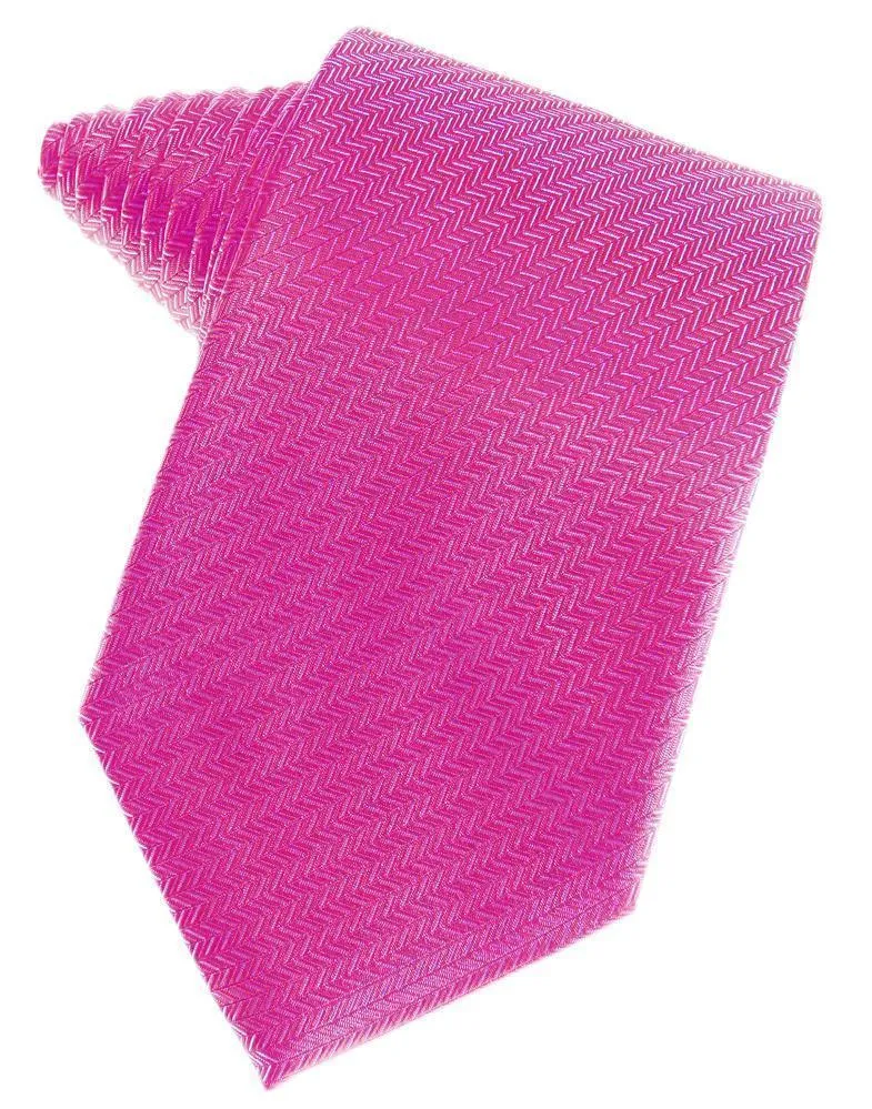 Fuchsia Herringbone Satin Formal Neck Tie