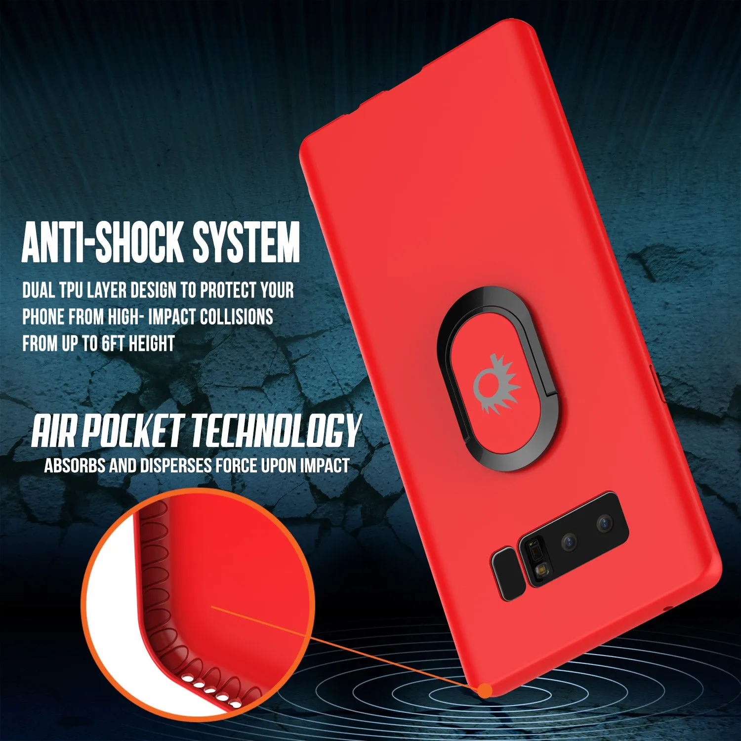 Galaxy Note 8 Punkcase Magnetix Screen Protector Slim Case [Red]