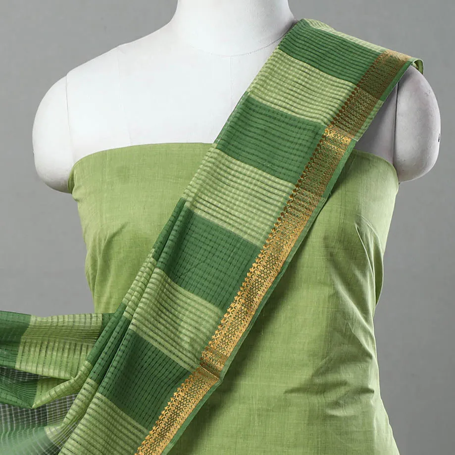 Green - 3pc Handloom Cotton Mangalagiri Dress Material 05