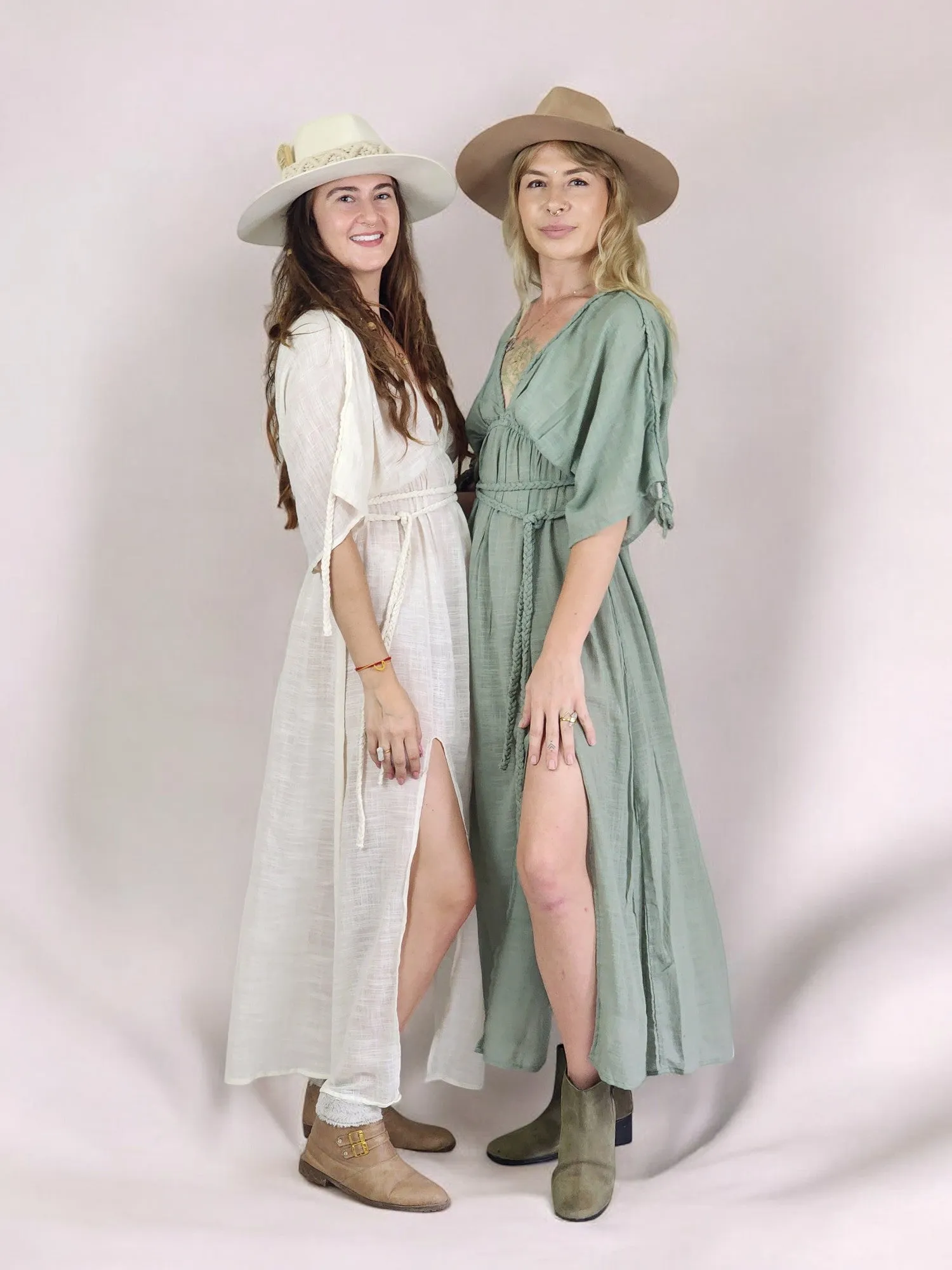 Green Sage Organic Cotton Rope Goddess Maxi Dress