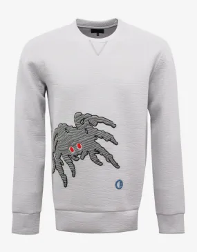 'Groovin Spider' Cotton Blend Ecru Sweatshirt