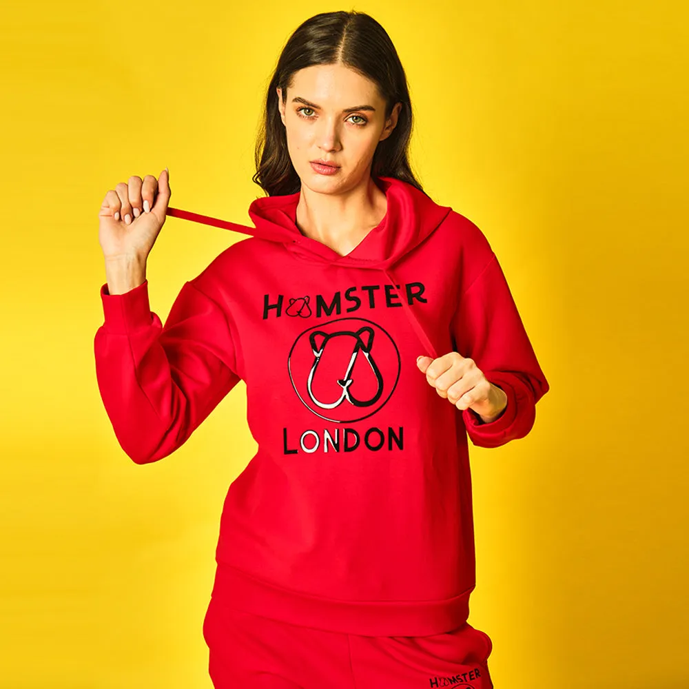 Hamster London Coord Set Teddy Hoodie Red