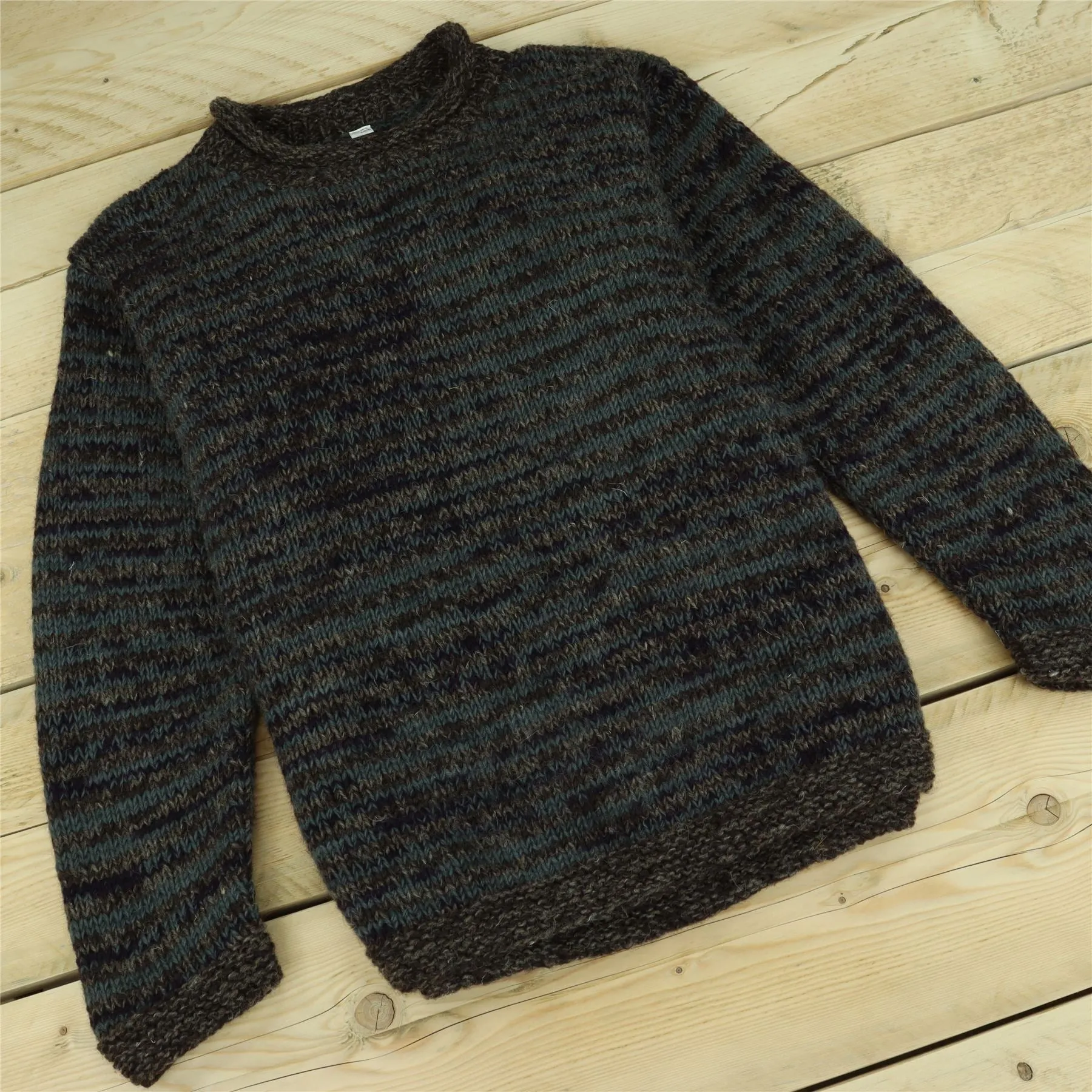 Hand Knitted Wool Space Dye Jumper - Grey Mix