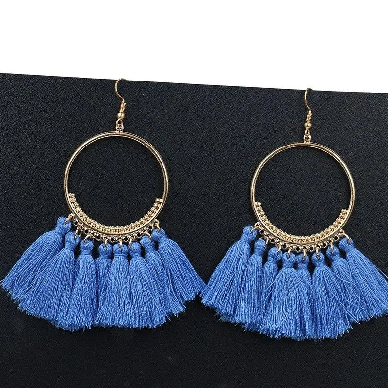 Handmade Tassel Earrings for Women Ethnic Big Drop Earring Bohemia Fashion Jewelry Trendy Cotton Rope Fringe Long Dangle Earings