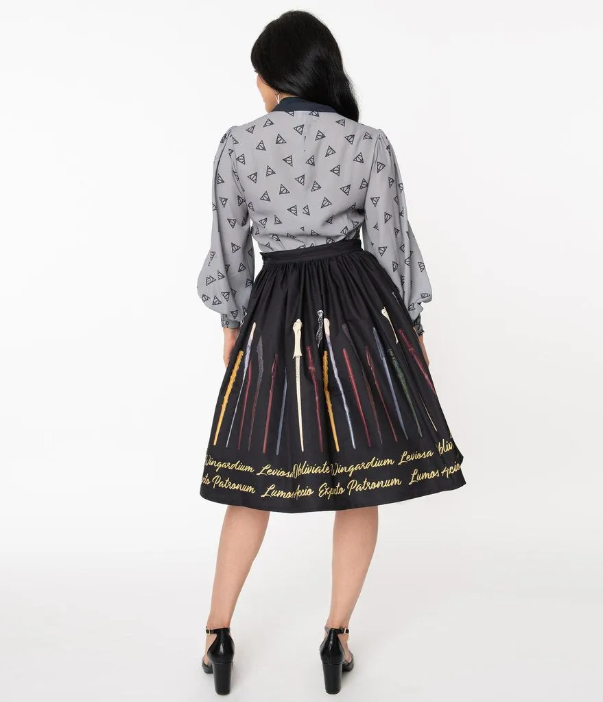 Harry Potter x Unique Vintage Wands & Spells Swing Skirt (S ONLY)