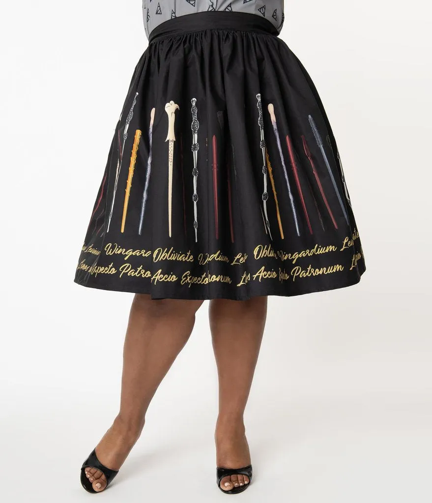 Harry Potter x Unique Vintage Wands & Spells Swing Skirt (S ONLY)