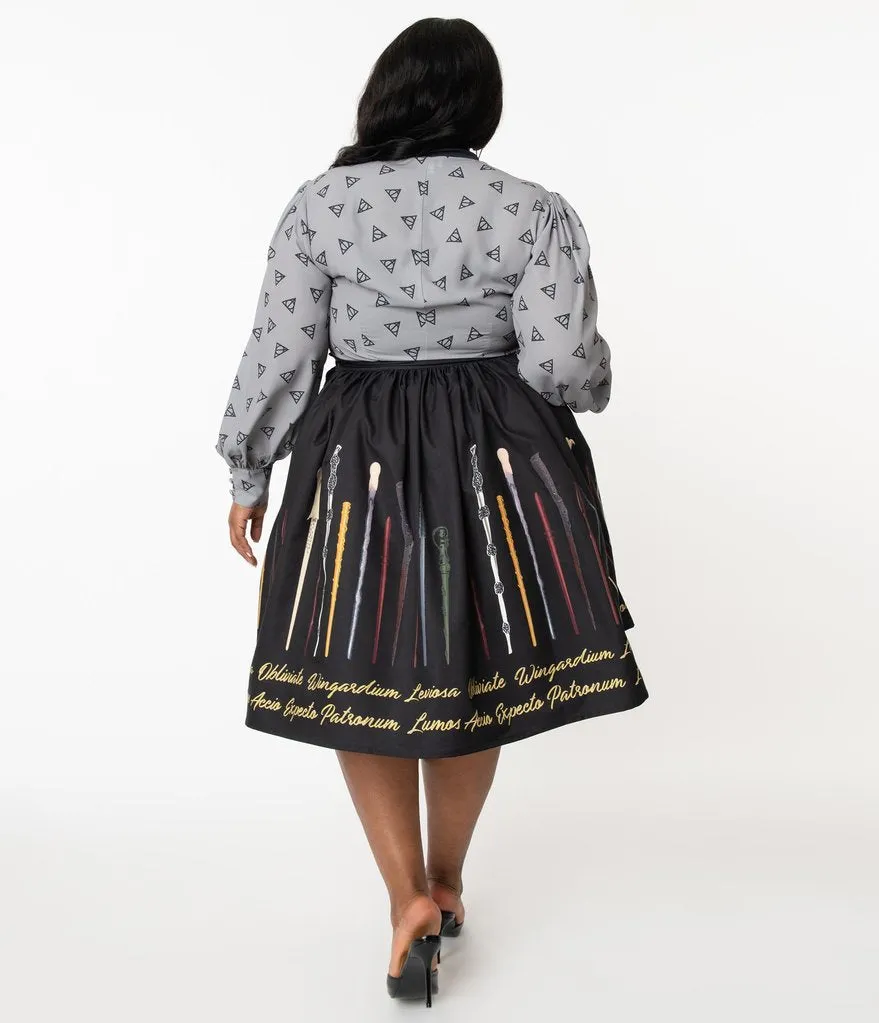 Harry Potter x Unique Vintage Wands & Spells Swing Skirt (S ONLY)